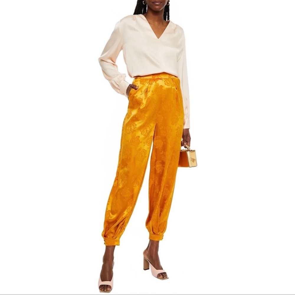 Ronny Kobo Kristine silk jacquard pants NWT
